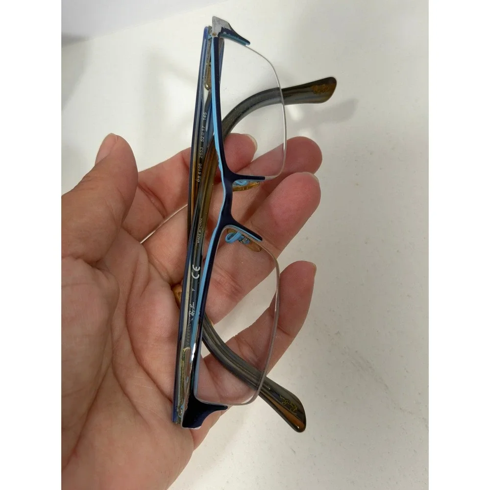 Ray-Ban RB 6196 2653 Blue Tortoise Semi-Rimless Rectangular Eyeglasses 52-17-145